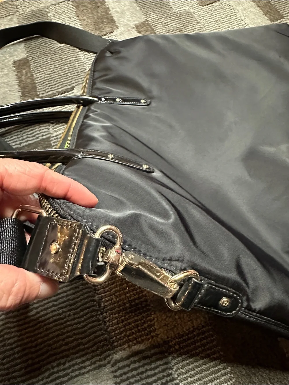 Black Nylon Laptop Briefcase with Shoulder Strap